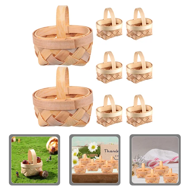 Mini Kosár Miniatűr Szövött Kis Virágház Kiegészítők Apró Kosarak Kézi Dekoráció - Image 3