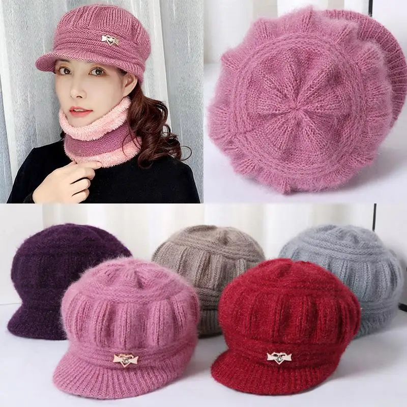 2022 Women Winter Hat Warm Thicken woolen Cap Add Fur Inside Hat For