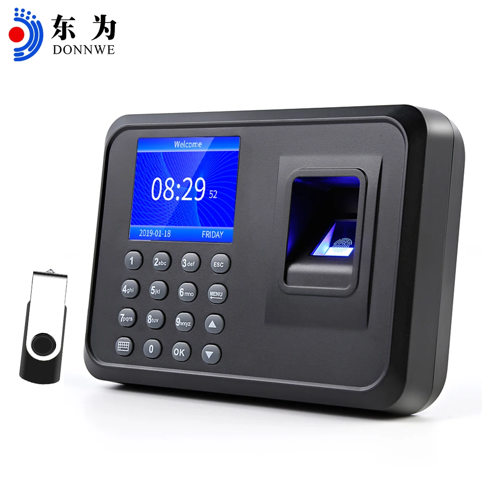 DW-F01 2.4 Inch Biometric Fingerprint Attendance Time Clock Employee Checking-In Recorder Easy Use