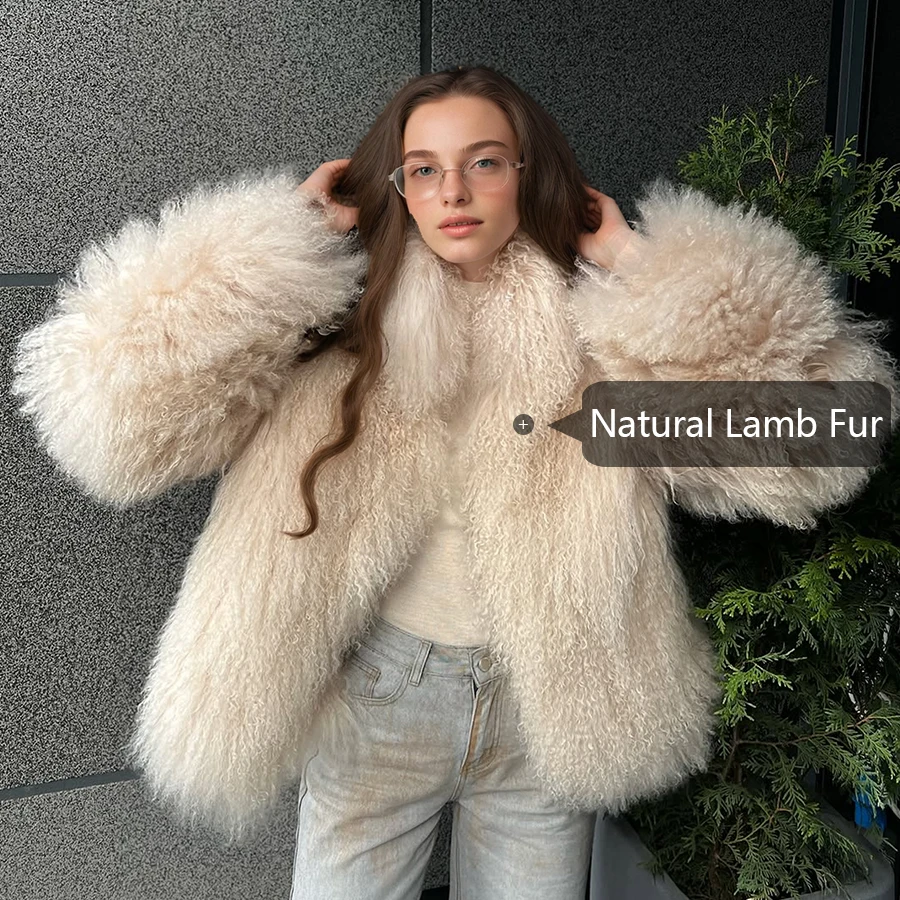 Model wearing fur coat