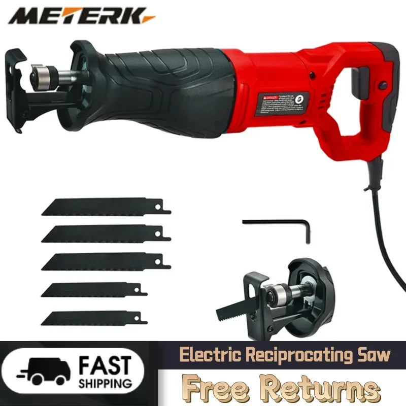 900W Electric Reciprocating Saw 7.5A 2800SPM Reciprocating Saw Corded Electric Hand with 5 Blades for Cutting Wood Metal PVC