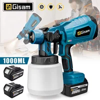 Gismis 1000ML pistolet de pulvérisation électrique maison pulvérisateur de peinture sans fil HVLP Auto meubles revêtement en acier aérographe pour Makita 18V batterie Pi 1