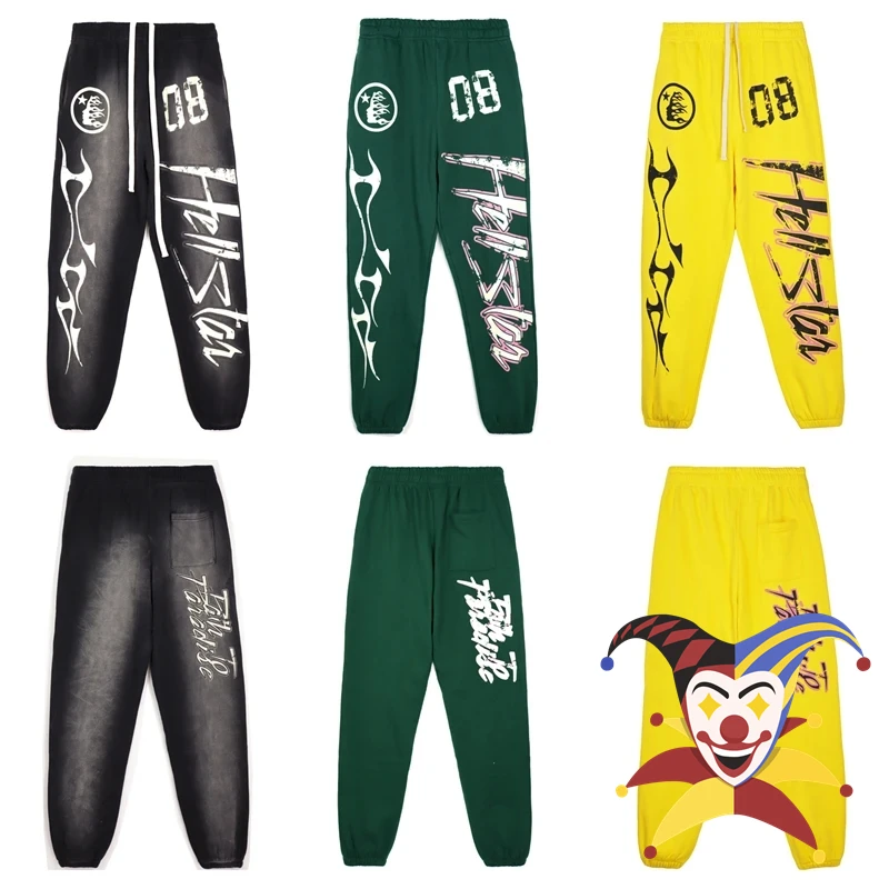

Hellstar Studios High Street Yellow Green Black Sweatpants Men Women Patchwork Jogger Drawstring Pants