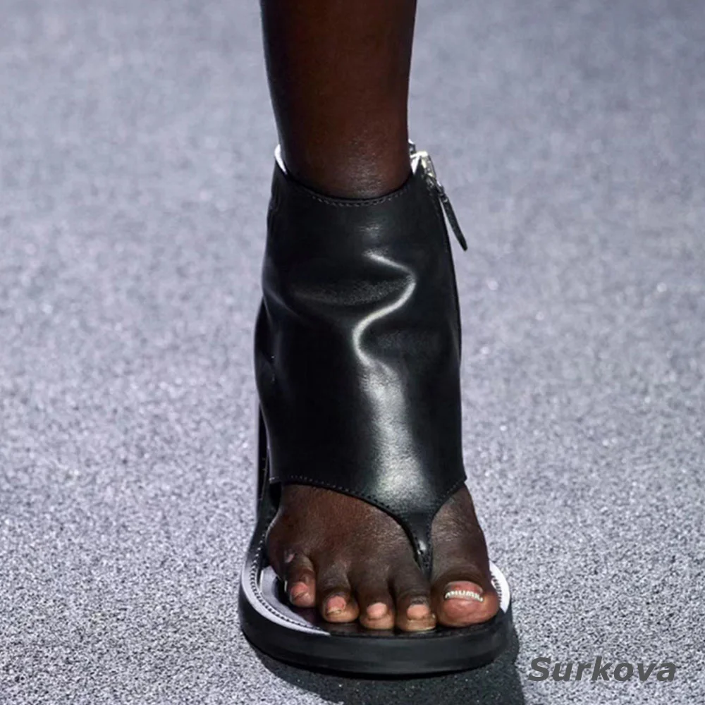 

Spring Summer 2023New Pinch Sandals Fashion Round Toe Open Toe Zipper High Heel Sandals Casual Vintage Shoes Black Women's Shoes