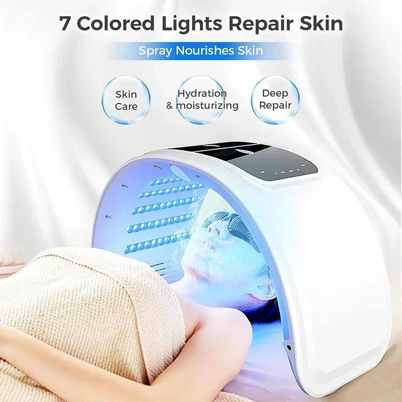 7 Colors LED Facial Mask Photon Therapy Beauty Mask Skin Rejuvenation Face Lifting Beauty Device Skin Care Hydrating Sprayer
