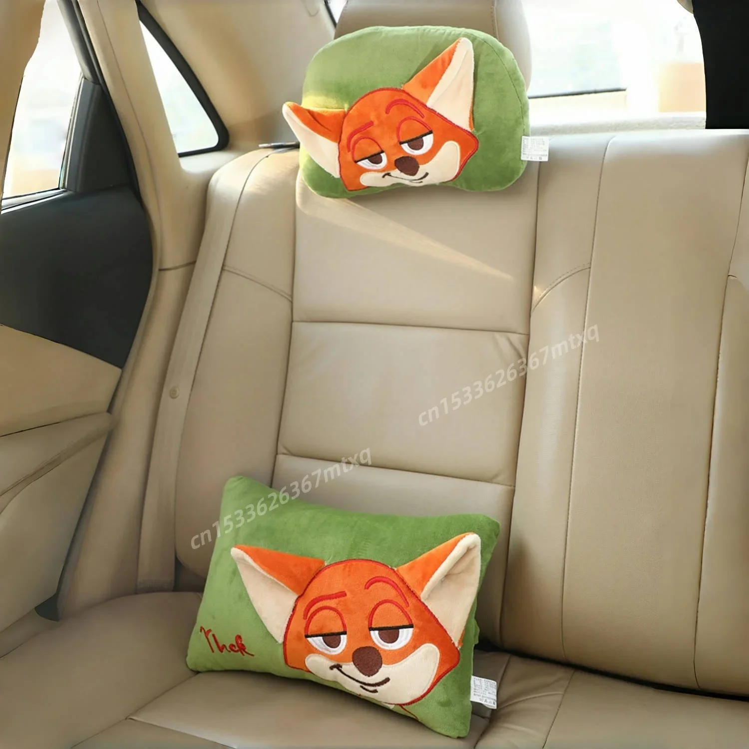 Comfortable Cartoon Headrest Back Cushion Stitch Pooh Bear Nick Judy Stuffed Anime Neck Pillow Back Cushion Car Decor Girl 6