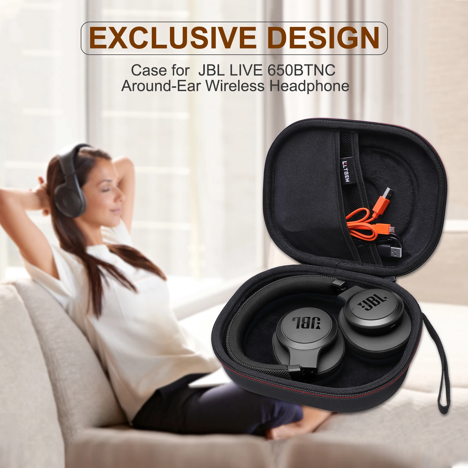 EXCLUSIVE DESIGN Case for JBL LIVE 650BTNCAround-Ear Wireless Headphone Waterproof Protective Box