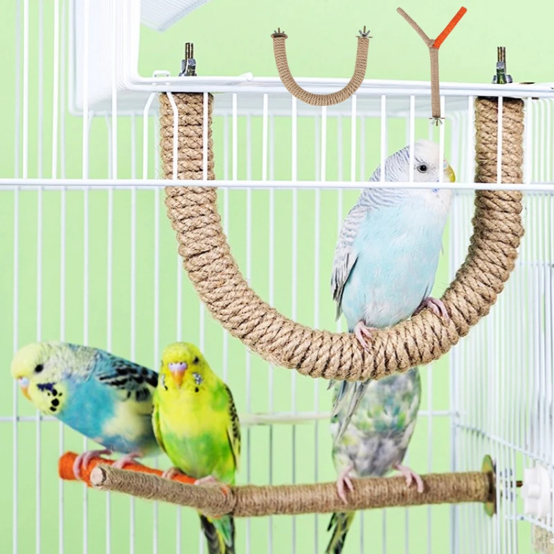 Bird Perch Parrot Toy Bird Cage Supply Standing Rope Cage Accessories Parrot Standing Rope Hanging SwingRope