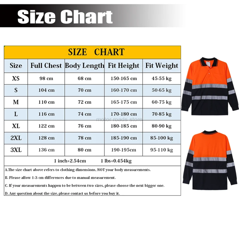 Reflective Safety Polo Shirt Two Tone Long Sleeve Safety Polo Shirt Orange High Visibility Reflective Shirt With Pockets Hi vis work shirt