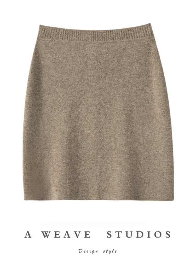 New Chic Women 100% Cashmere Mini Skirt Preppy Style Cashmere Knitted Skirt Autumn Winter Soft Warm Luxury Cashmere Dress 5