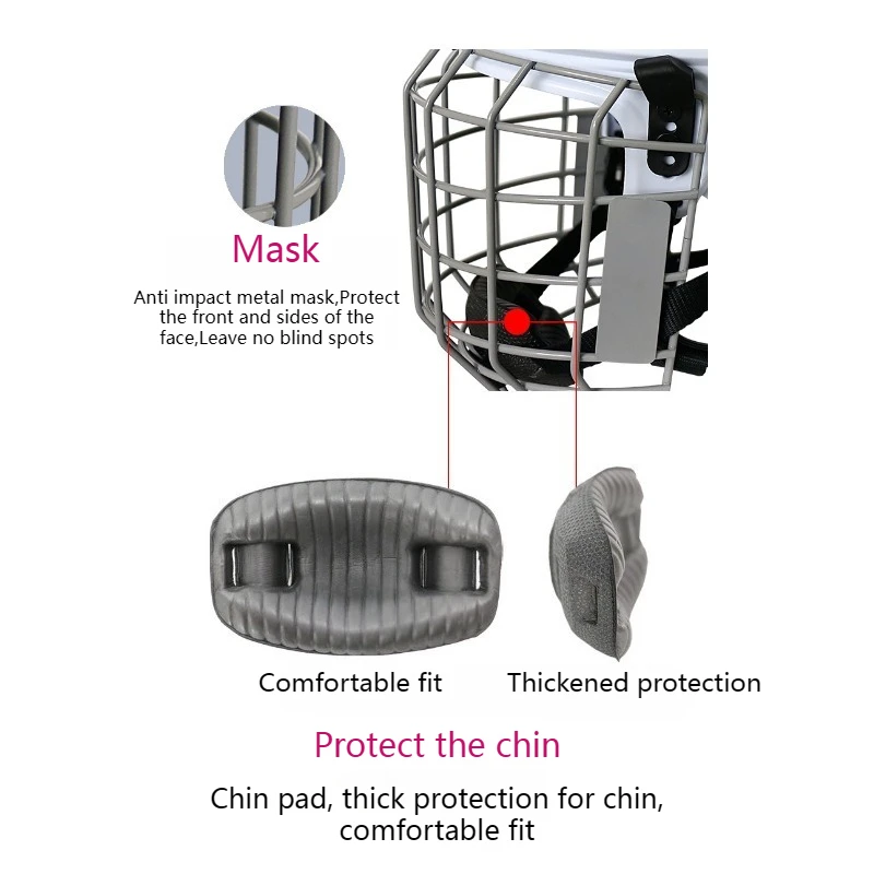 Ice Hockey Helmet Black with Hat Ice Skating Helmet Sports Helmet Head Mounted Ice Hockey Training Facial Protective Equipment