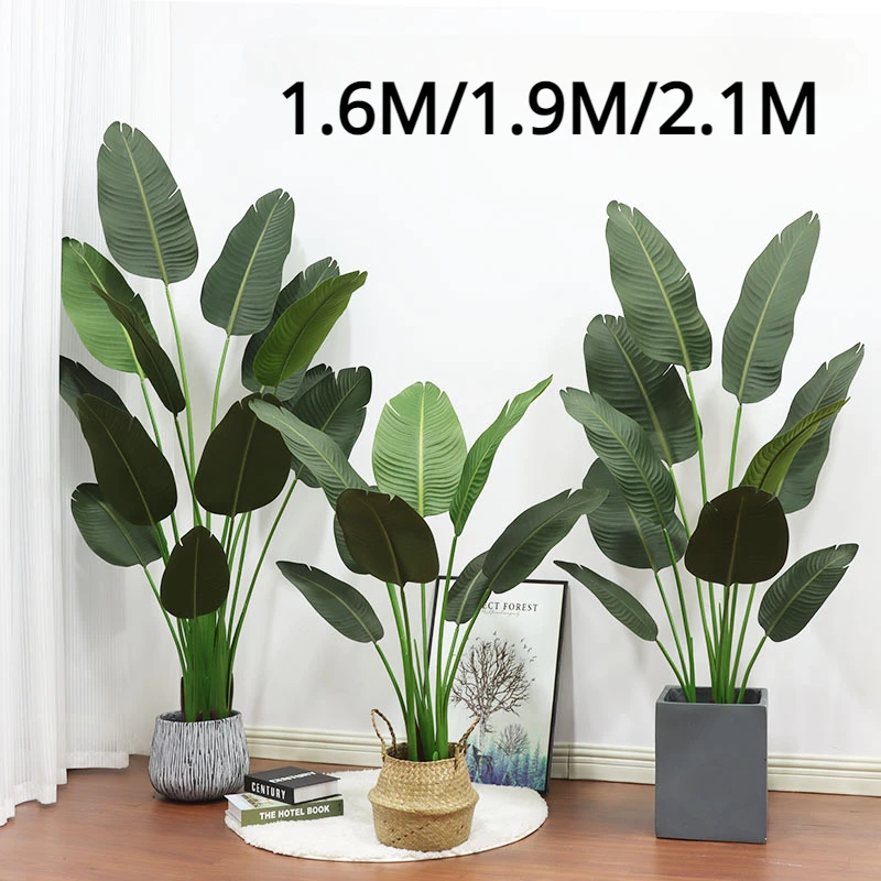 

Large Artificial Banana Tree Leaves Green Tropical Plants Potted Nordic Fake Palm Tree Plastic home Garden Office decor Bonsai