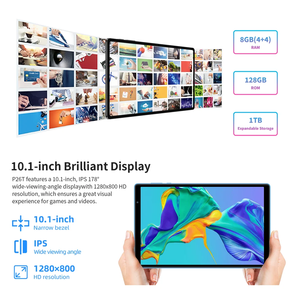 Teclast-Android 13タブレット,10.1インチ,4 4, 8GB RAM, 128GB