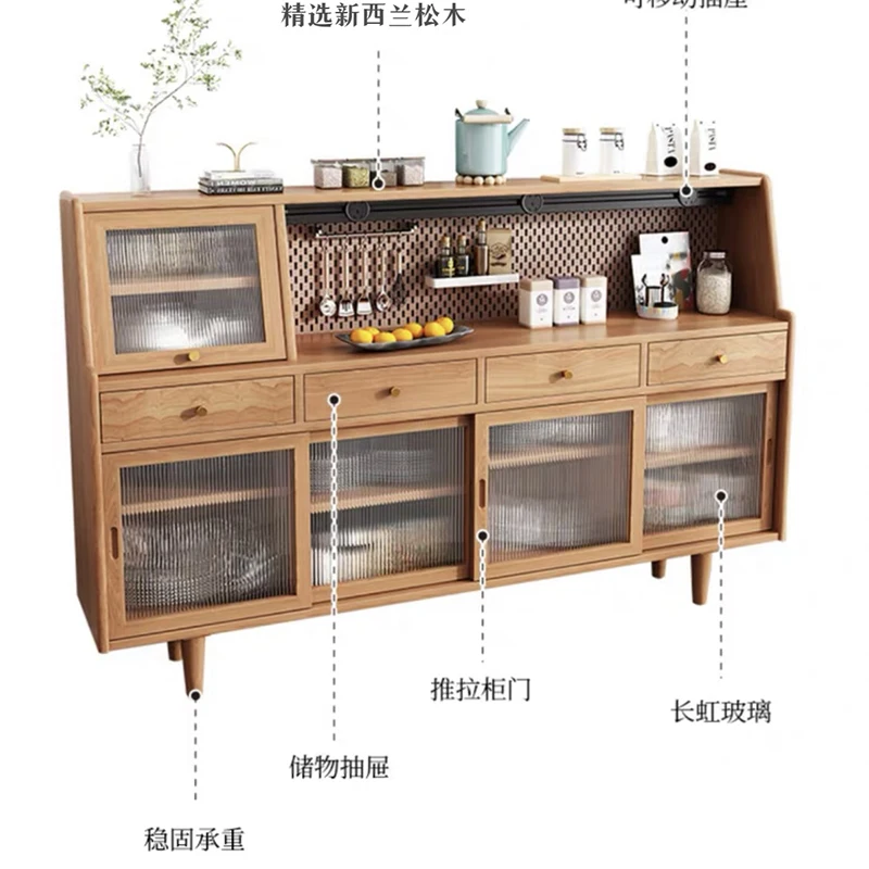 Japanese Solid Wood Sideboards PE Rattan Living Room Chest of Drawers Kitchen Cabinets Storage Shelf Furniture Comedor FYSB
