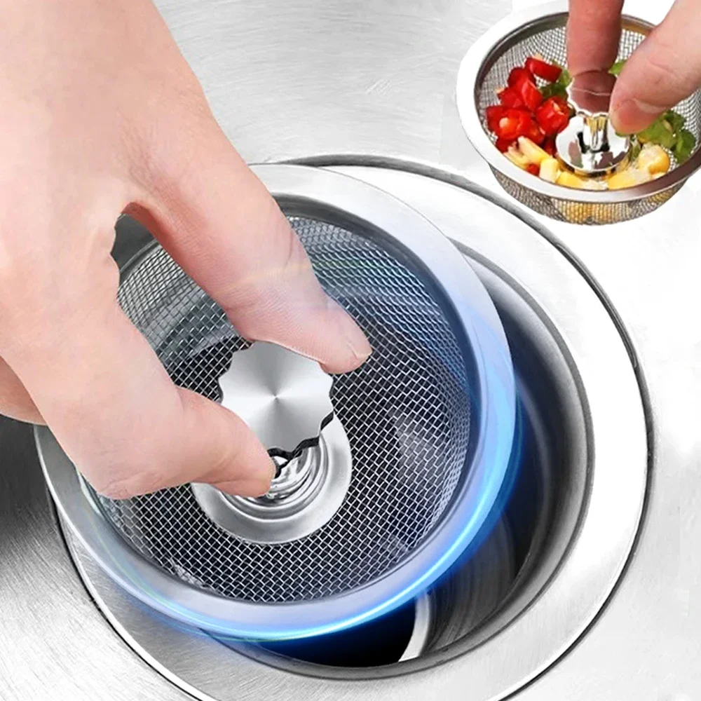 

Kitchen Waste Sink Filter Stainless Steel Sink Mesh Strainer Waste Plug Food Slag Trap Bathroom Floor Drain Cover Hair Catcher