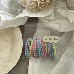 Plaid Water Drop Hair Clips - Stylish Color Contrast Hairpins (04 Rainbow Grid Four)