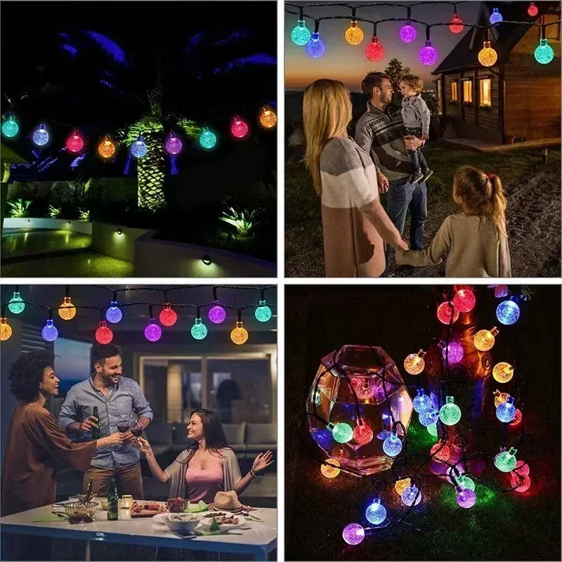 Battery Operated LED Crystal Ball Fairy Lights 8 Modes Waterproof String Light for Garden Patio Yard Tree Wedding Decoration