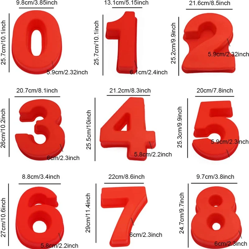 Stampo Torte Numeri Numbers Set Cake Stampi Utensili 0-8 Set Di Numeri - Foto 4