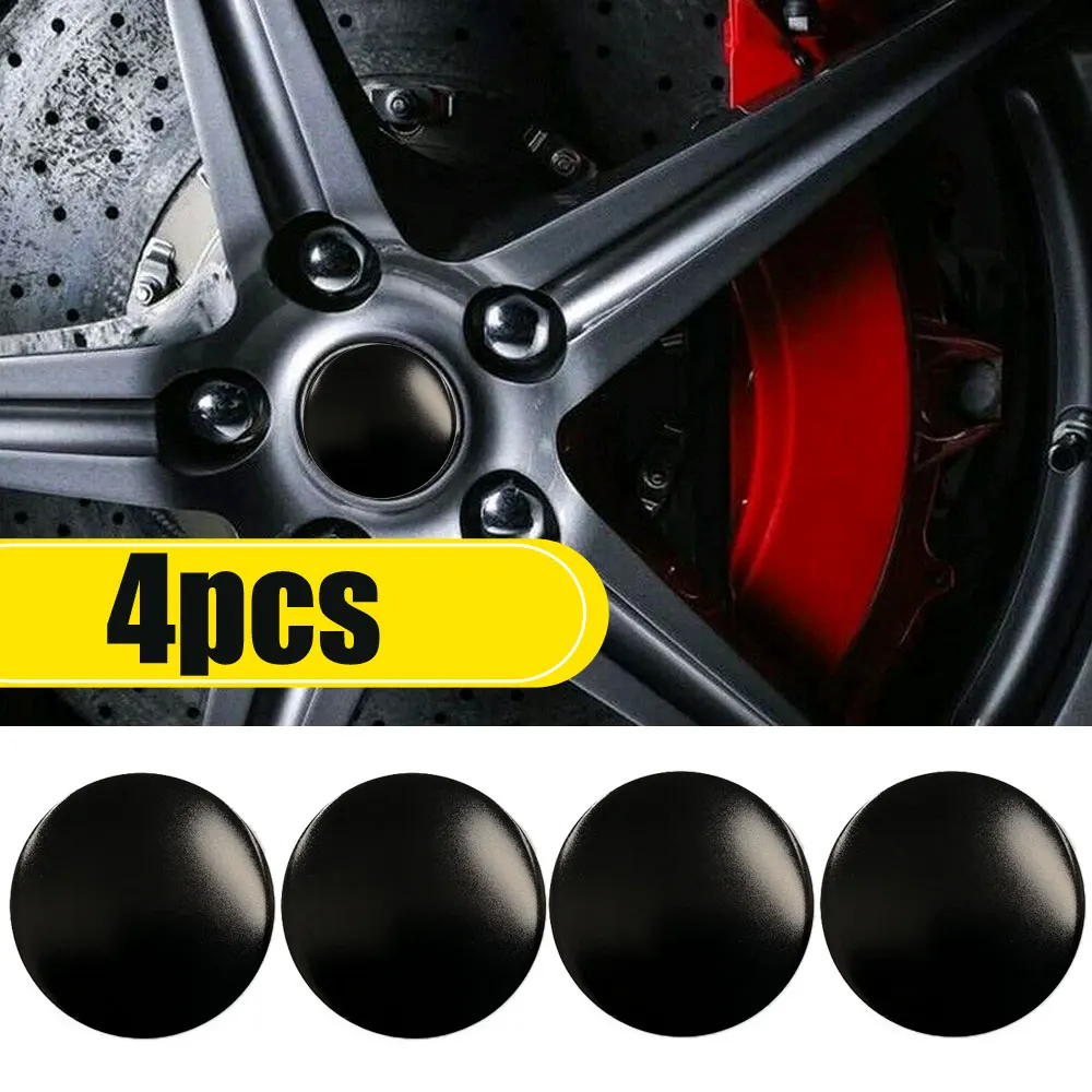 

4Pcs Car Auto Black Wheel Center Hub Cap Auto Sticker Decal Decor 2.2" DOME SHAPE Protection Decor Car Decorative Accessories