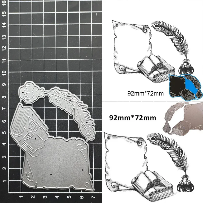 

Paper Ink Feather Pen Cutting Dies Cut Stencils Card Paper Craft DIY Template Metal Cutting Dies Album Embossing Scrapbooking