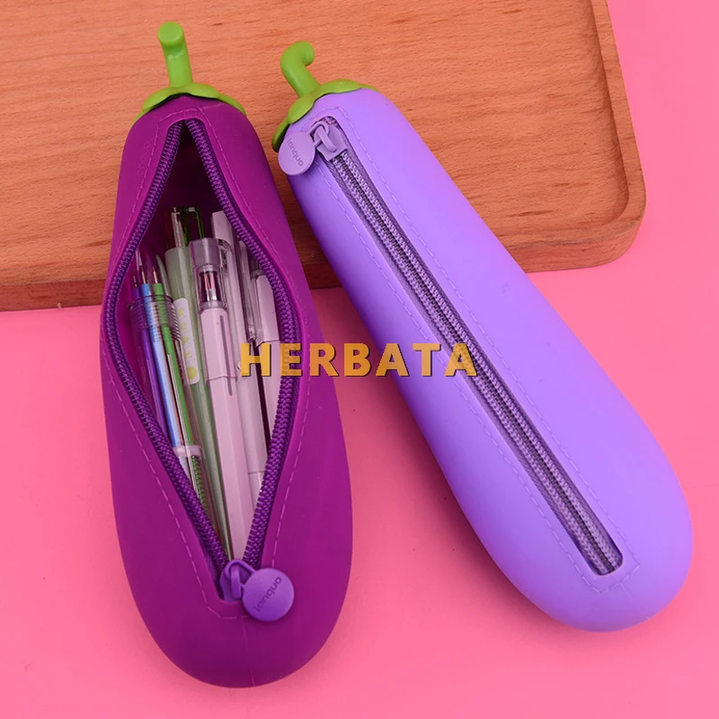 가지 필통, 실리콘 젤리 필통, 어린이 문구 가방, 학생 펜 가방, 학용품 보관함