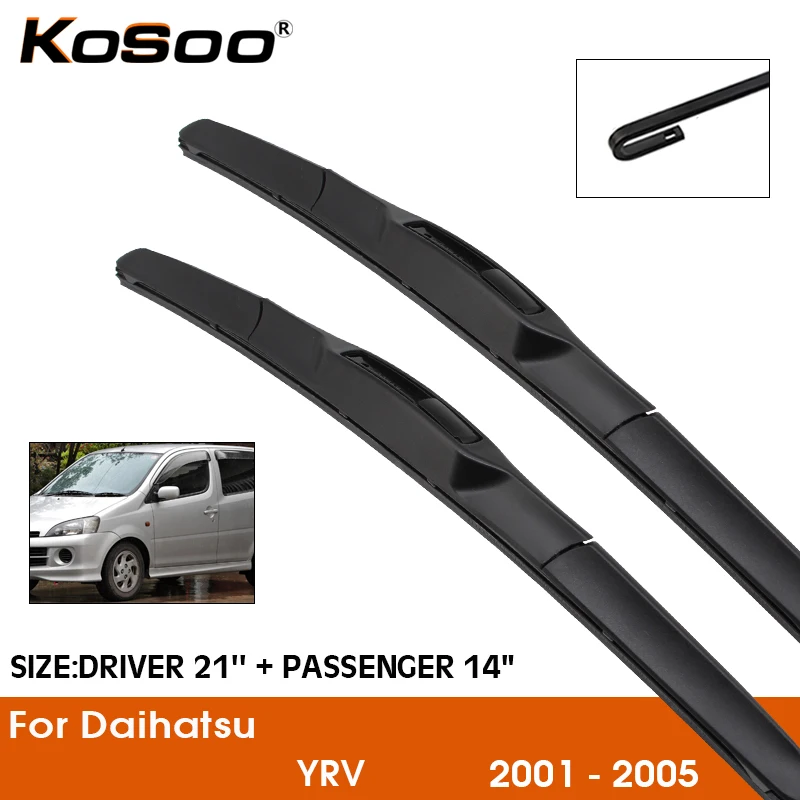 

Car Wiper Blade For Daihatsu YRV 2001-2005 Windshield Rubber Silicon Refill Front Window Wiper 21"+14" LHD RHD Auto Accessories