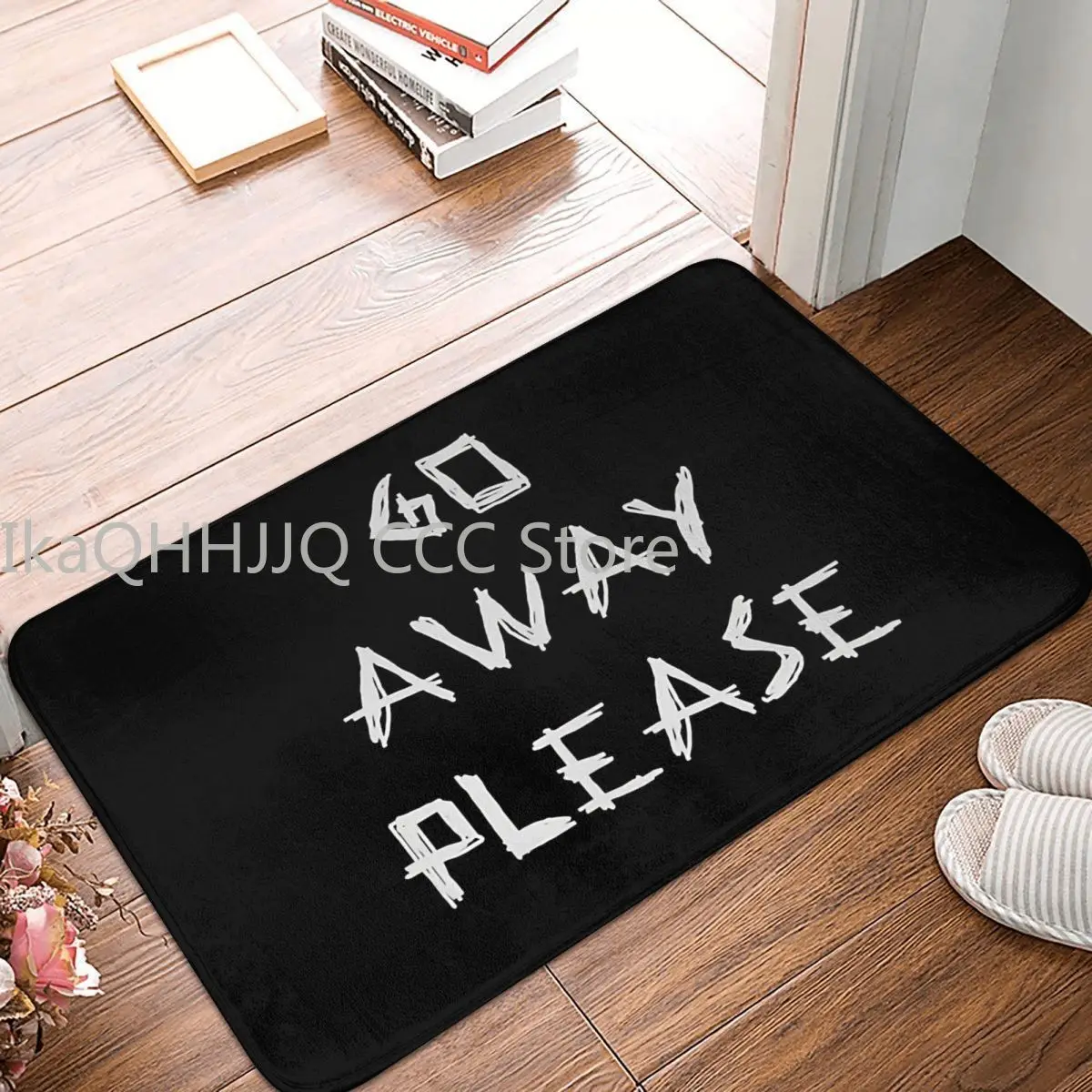 

Go Away Fuuny Word Non-slip Doormat Bath Mat Please Grey Floor Carpet Entrance Door Rug Home Decorative