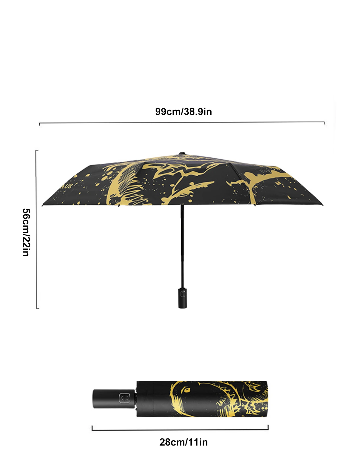 Dinosaur Umbrella Three fold Thick Black Glue Fully Automatic Sun Protection Umbrella For Rain And Sun Protection