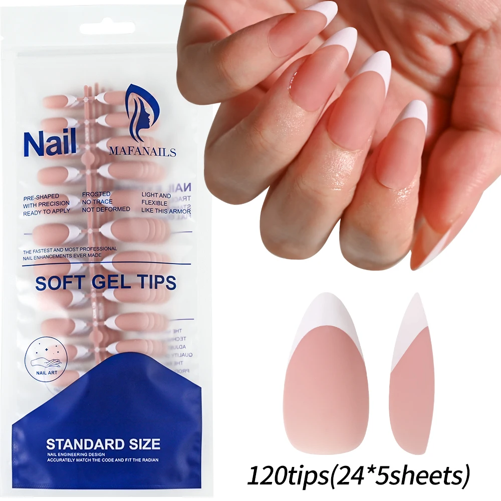 Description Picture 3 of item120/150pcs Matte White French Gel Nail Tips Medium Almond Nude Press On Nails 0.75-2.6cm Pink/Nude ABS Soft Gel Nail Flase Tips