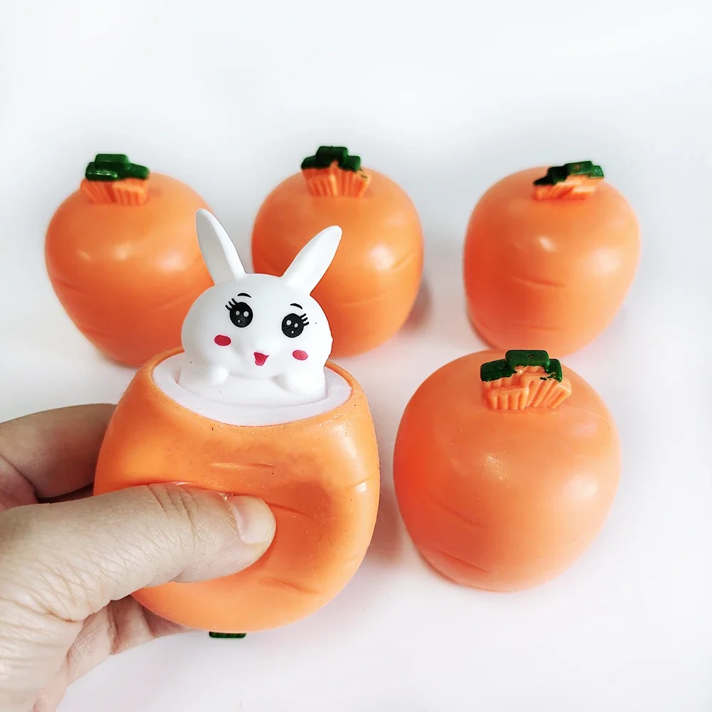Easter Carrot Rabbit Squeeze Cup Cute Bunny Pinching Plaything Easter Decoration 2026 Easter Rabbit Birthday Gift for Kids