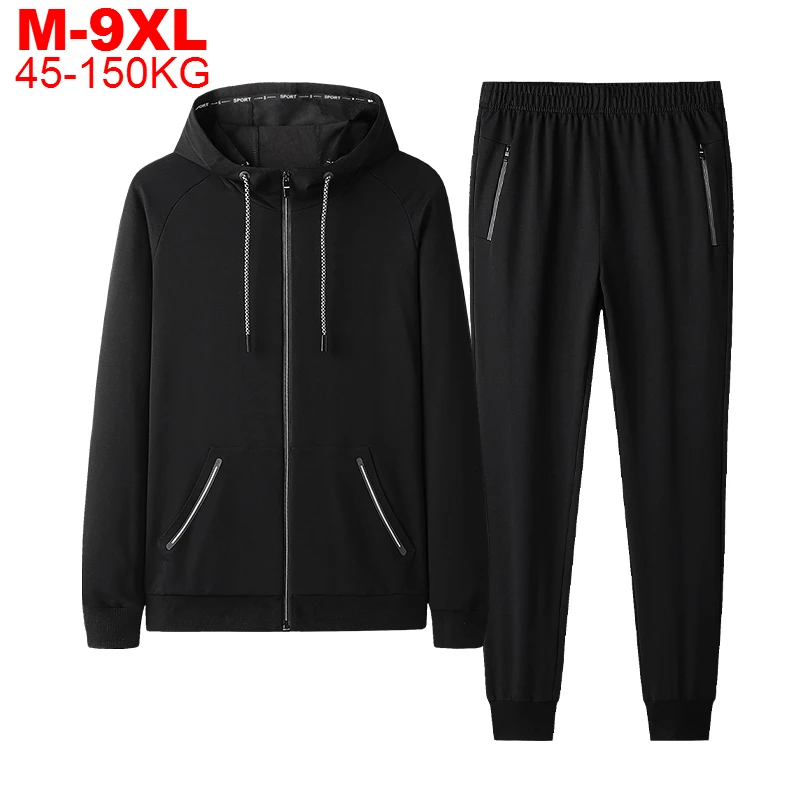 

Large Size 9xl Tracksuits Men Set Casual Thicken Hooded Jackets Pants Sweatshirt Sportswear Coats Hoodie Track Suits Male Suits
