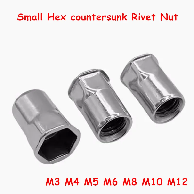 M3 M4 M5 M6 M8 M10 M12 Semi Hex Flat Head Reduced Small Countersunk Head Rivet Nut Insert Rivnut Nutsert 304 Stainless Steel