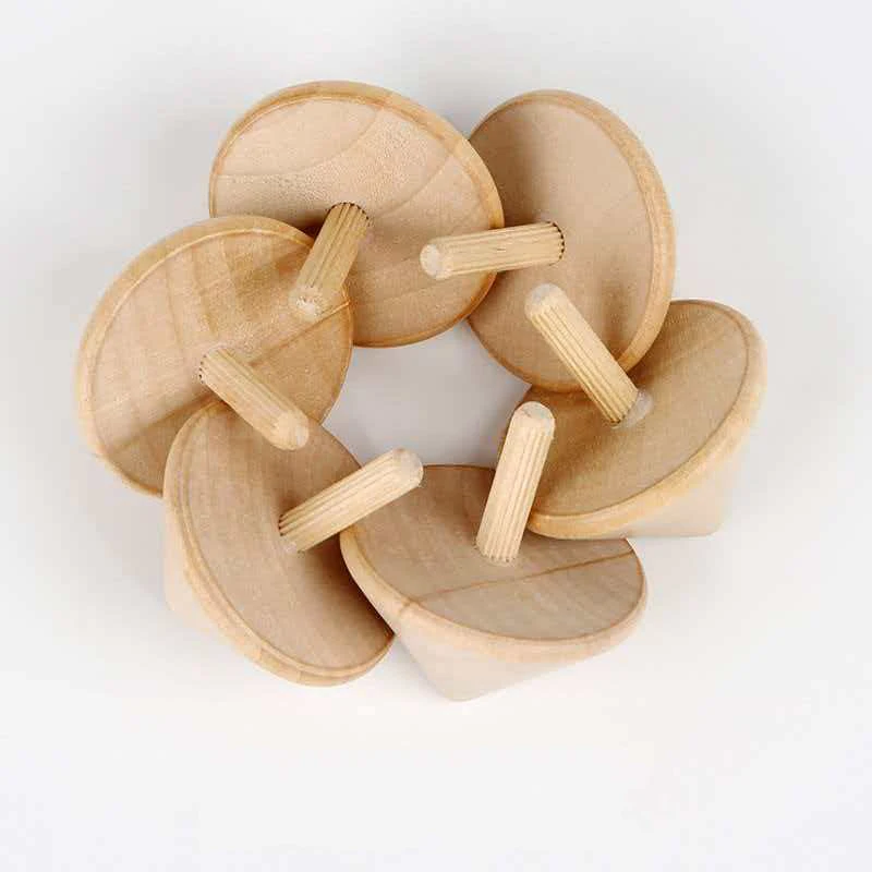 Wooden Spinning Top Unfinished Kids Educational Toys Party Favors Goodie Bag Stuffers Bulk Classroom Prizes Gifts Boys Girls - 2