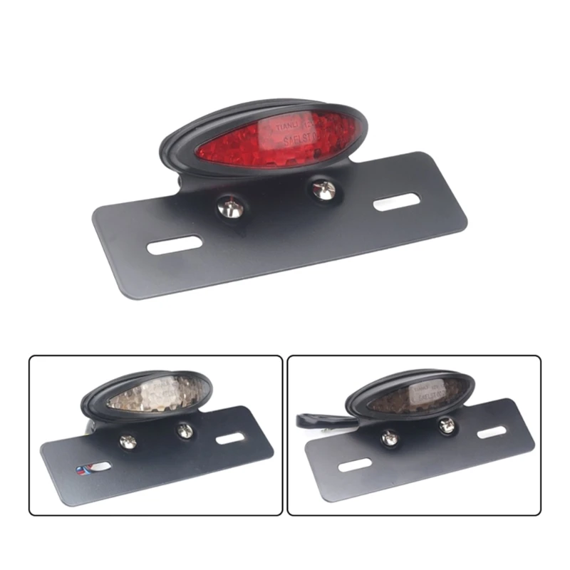 

Universal Motorcycle Motorbike Rear Brake Tail Light Red & Gray Transparent LED