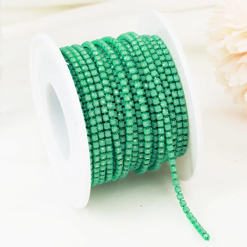 Opal Glass Rhinestone Trim in Pink, Green, and Blue – 1 Yard for DIY Wedding Dress Decoration