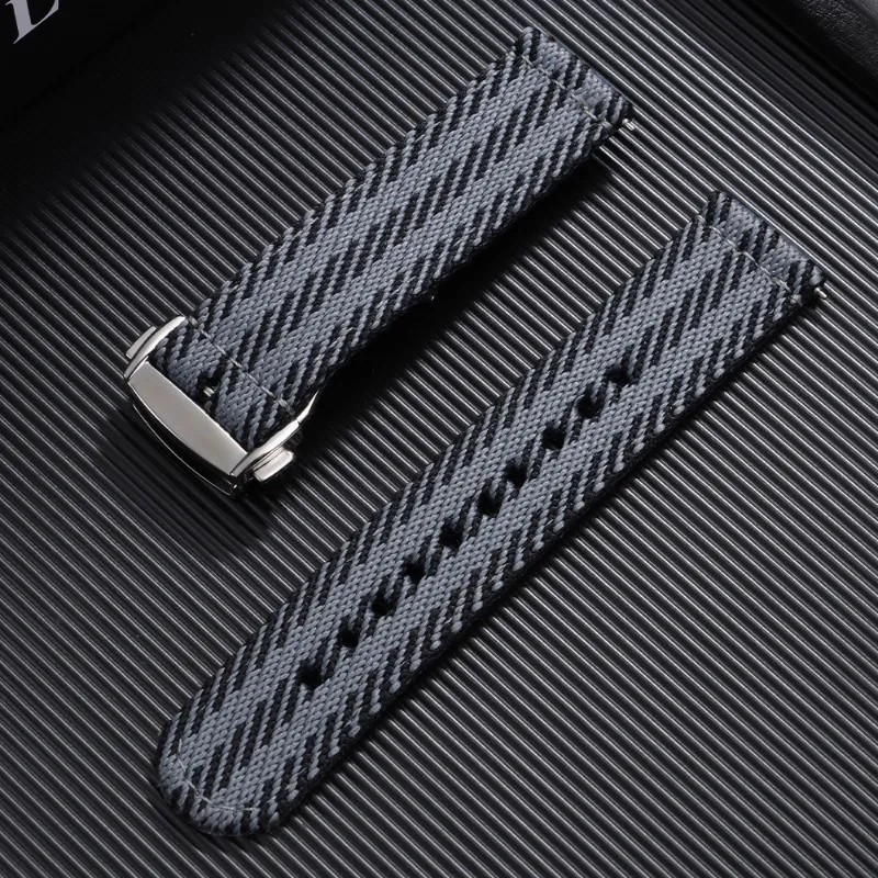Woven Nylon Canvas Quick Release Watch Band with Folding Buckle