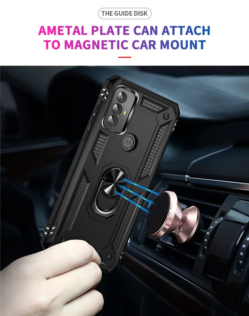 Case Metal Ring Kickstand Armor Shockproof Case TPU Holder Cover Coque For Motorola Moto G Play phone case phone protector cover