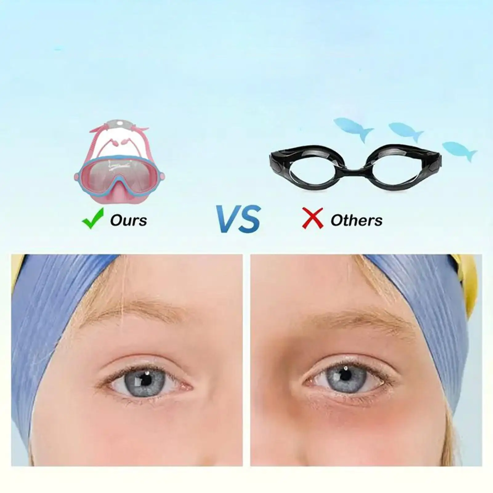 Antibeschlagbrille Reinigung mit Nasenschutz Schwimmbrille Kind No-Leak Wasserbeständiges Tauchfernglas Schwimmzubehör – Detail 8