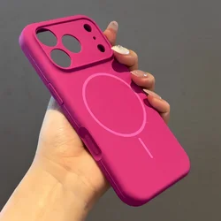 Premium Shockproof Silicone Phone Case - Luxury Matte Soft Cover with MagSafe Compatibility - iPhone 15 Pro Max (Full Moon Red)