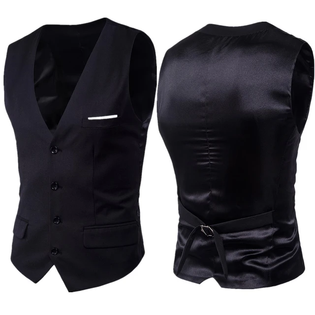  JXQXHCFS Chaleco de traje negro de los hombres Slim Fit V  cuello vestido Chalecos para hombre formal de negocios boda esmoquin chaleco  hombre : Ropa, Zapatos y Joyería