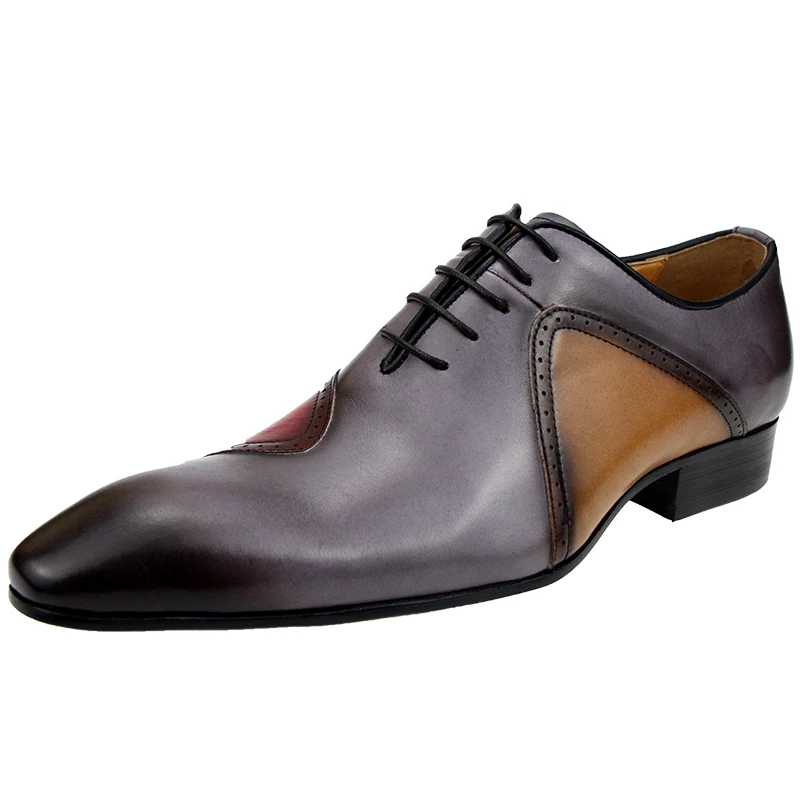 Lace Up Elegance Luxury Hot Sale Formal Shoes for Mens Genuine Leather Zapatos Social  Wedding Dress Sapato Oxford Mixed Leather