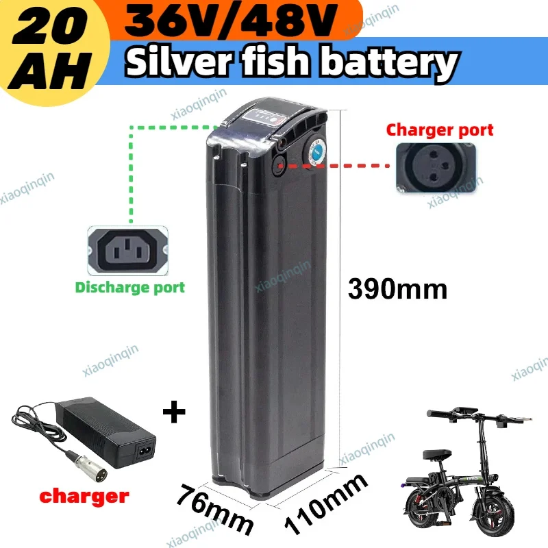 

NEW 36V/48V SilverFish Battery 15Ah-20Ah for 350W 400W DYU-A5,M-DING,JINGHMA-R8,PRIDE-G11,ENGWEI-S3 Folding electromobile