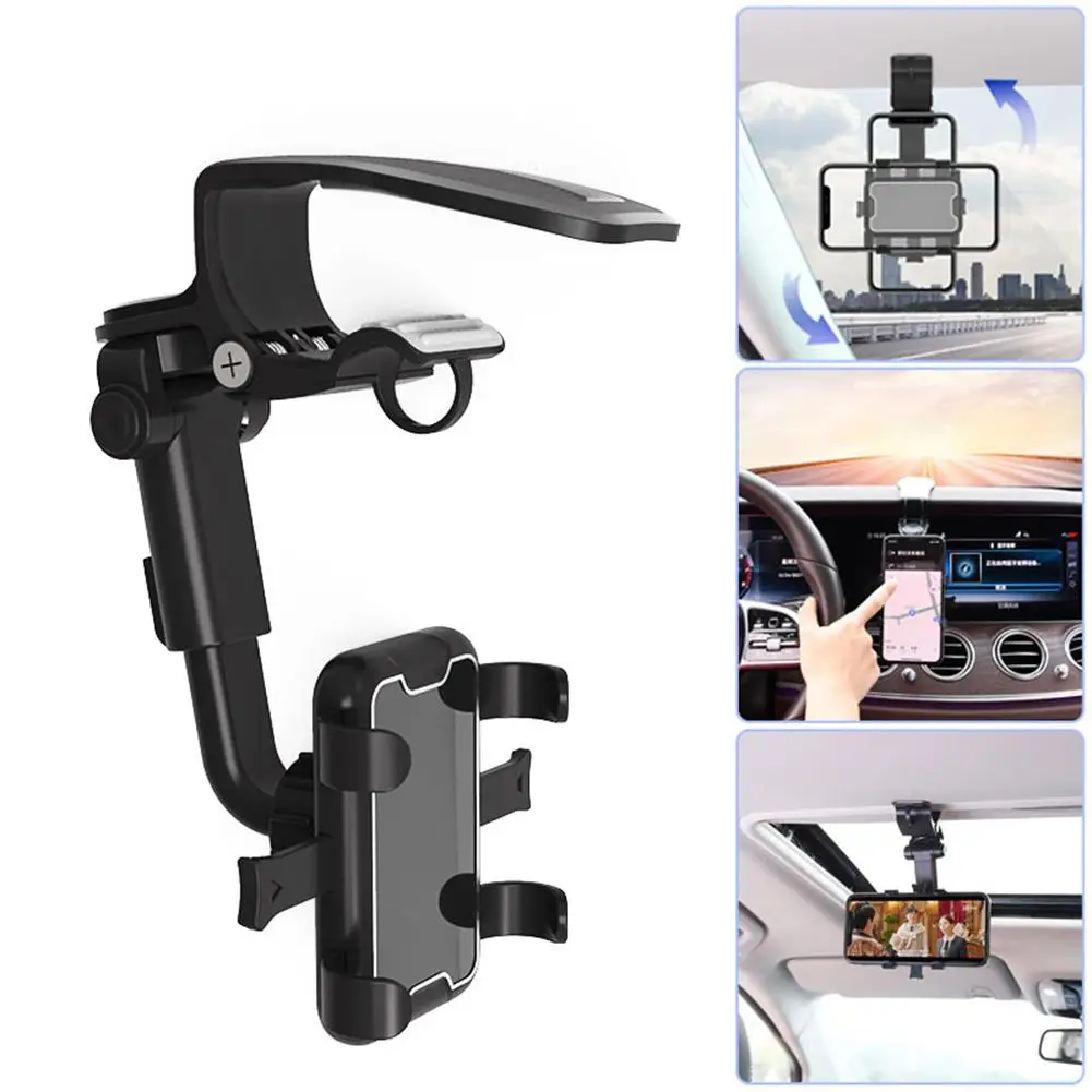 Car Phone Holder Sun Visor Stand Clip Navigation Frame Universal Type Multi-Functional 360 Degree Rotation Bracket Interior