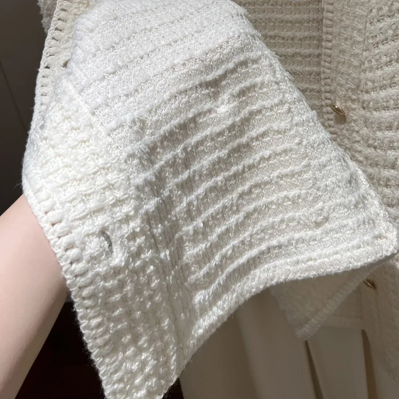 클래식 캐주얼 니트 2 피스 세트 패션 긴 소매 V 칼라 가디건, 루즈 하이 웨이스트 와이드 레그 팬츠, 여성 의류, 신제품 23