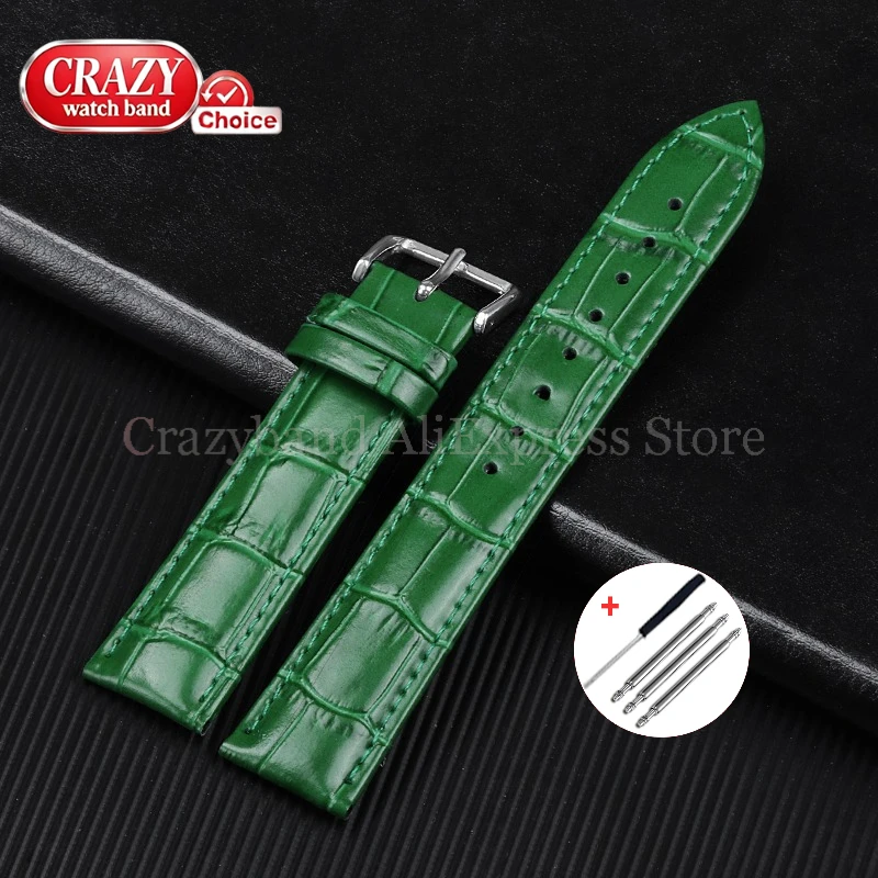 Elegant Leather Watch Band with Detailed Stitching - Premium Business Strap