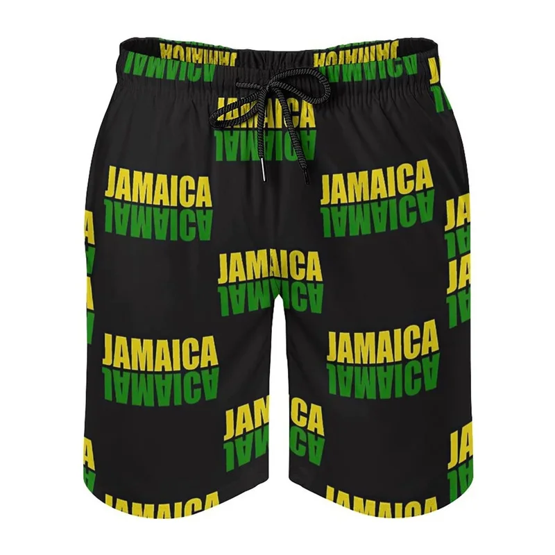 Men's 3d Printed Jamaican Flag Swim Trunks Fashion Summer Jamaica Beach Surf Board Shorts Quick Dry Sports Gym Short Pants 5