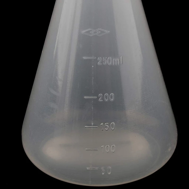실험실 등급 플라스틱 원뿔 엘렌마이어 플라스크, 측정 가능, 매끄러운 두꺼운 벽, 250ml 2 병