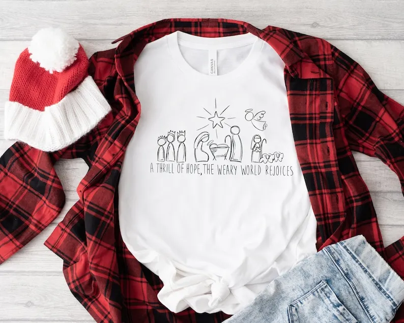 

Christmas Shirt Family Shirt Family Matching Thrill Of Hope Shirt Short Sleeve Top Tees O Neck Fashion 100% Cotton Streetwear