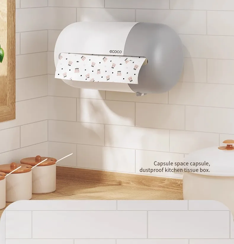 Ecoco Multi-Functional Wall-Mounted Tissue Box With Tissue Inside