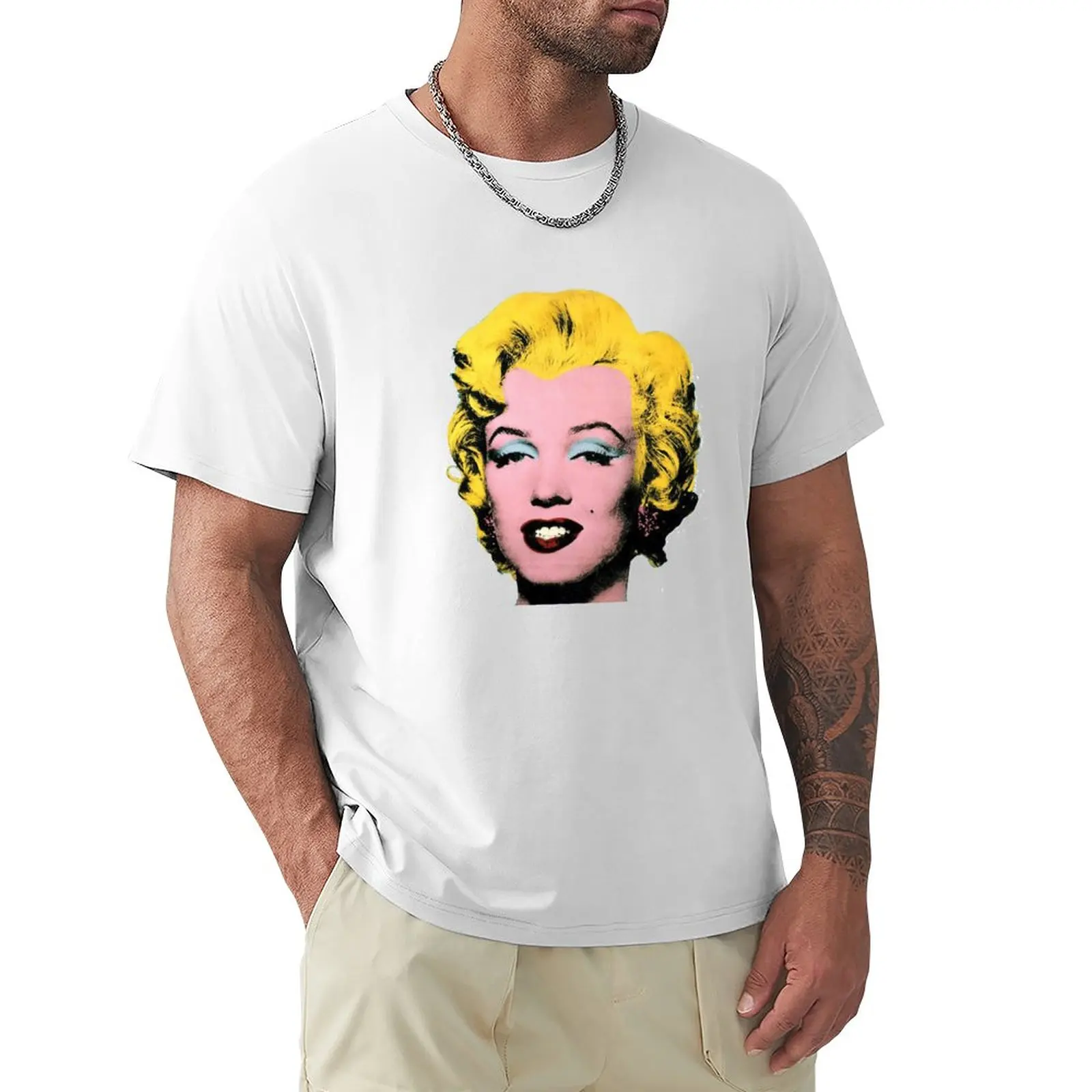 Andy Warhol Marilyn Monroe Sticker T-Shirt Oversize Manica Corta Tee Customizeds Magliette Grafiche Da Uomo